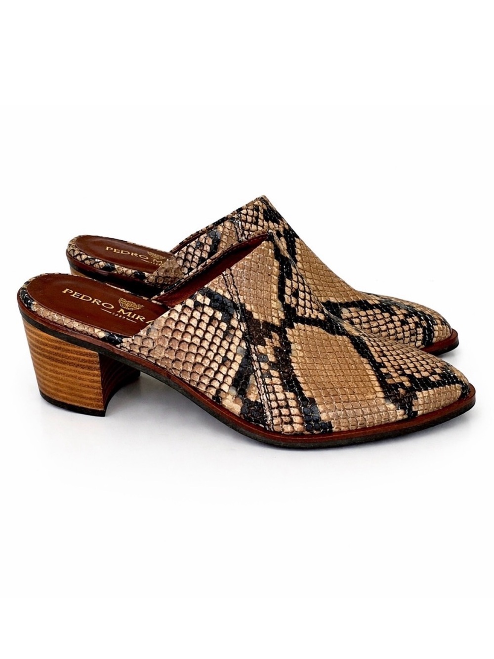 Pedro Miralles Snakeskin Leather Mule Heels | Spain | EU 37 fits US 7